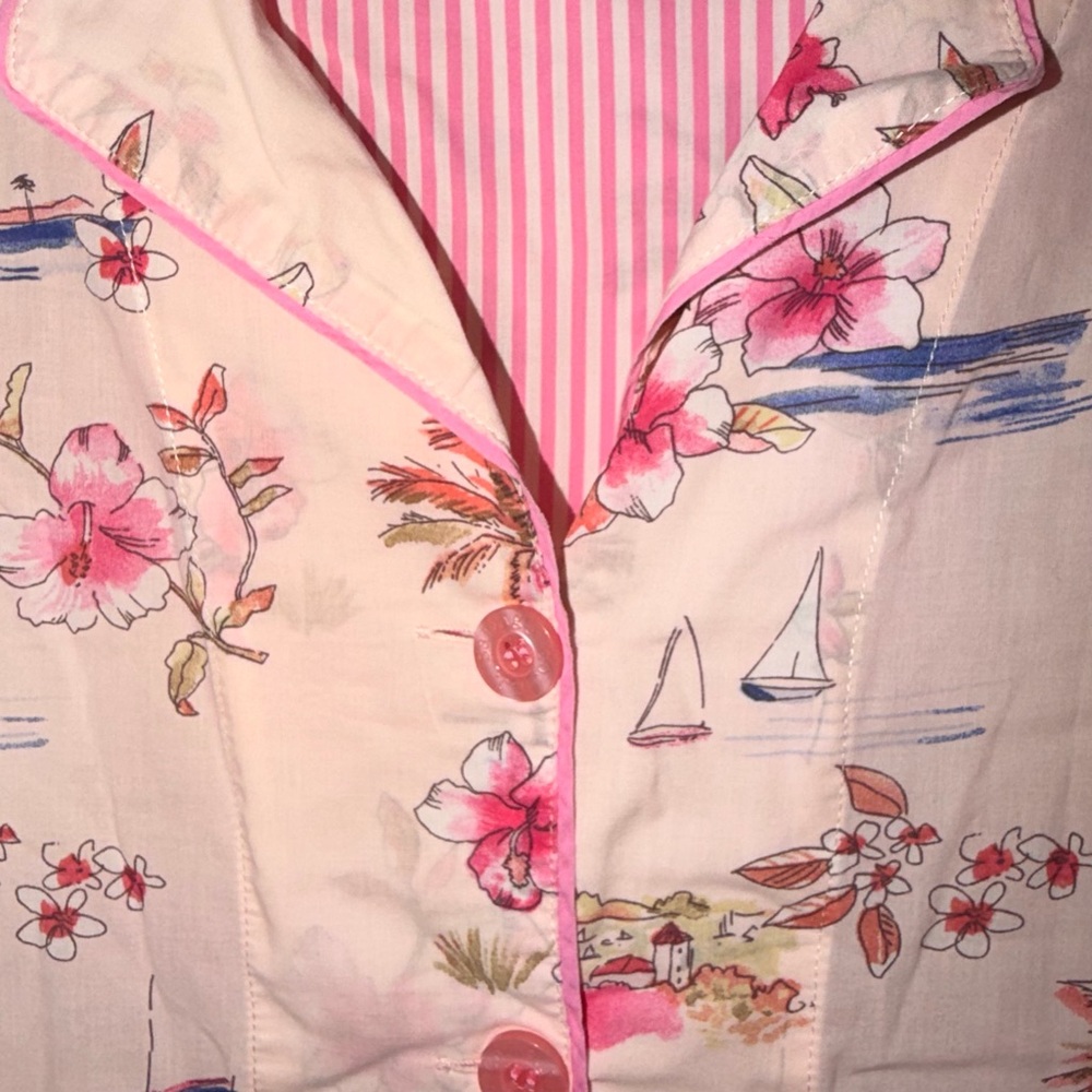 PJ Salvage Pajama Set Size S Pink Beach Print 2PC Sleep & Lounge - Picture 6 of 13